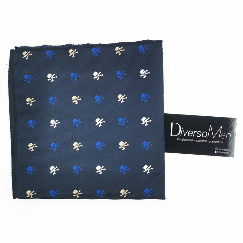 2x1 - Pañuelo azul marino con calaveras piratas azul y blanco - DiversoMen