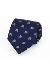 Corbata azul marino con casetas pequeñas verdes - DiversoMen