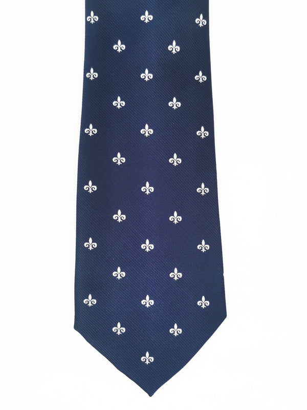 2x1 - Corbata azul marino con flor de lis grande blanca - DiversoMen