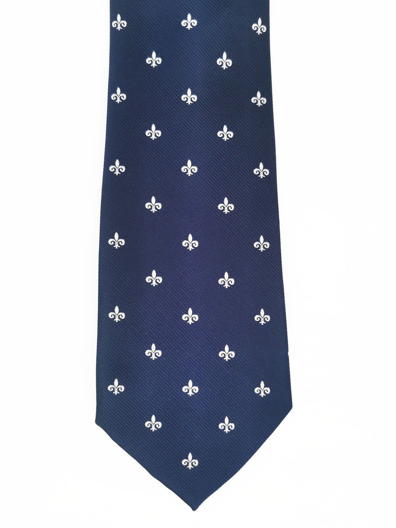 2x1 - Corbata azul marino con flor de lis grande blanca - DiversoMen