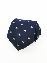 2x1 - Corbata azul marino con flor de lis grande blanca - DiversoMen