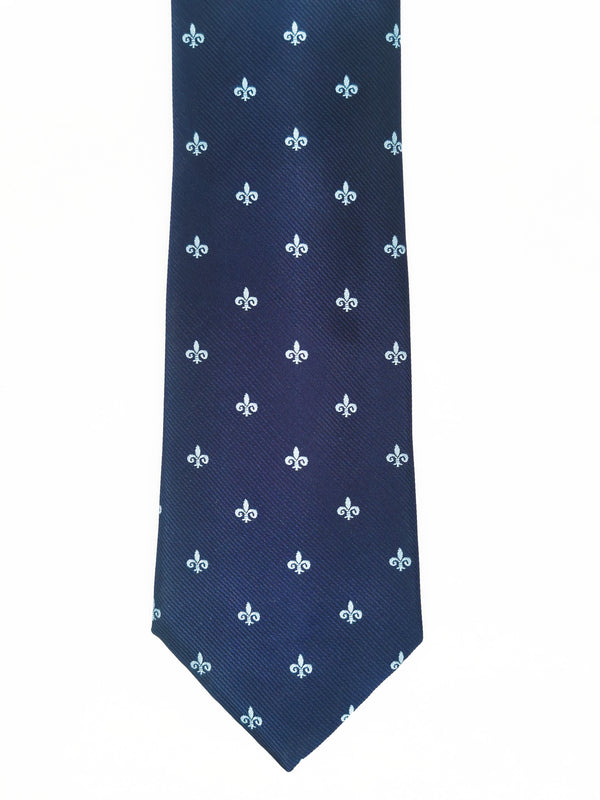 2x1 - Corbata azul marino con flor de lis grande celeste - DiversoMen