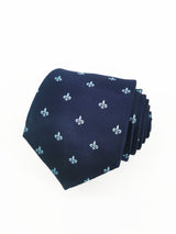 2x1 - Corbata azul marino con flor de lis grande celeste - DiversoMen