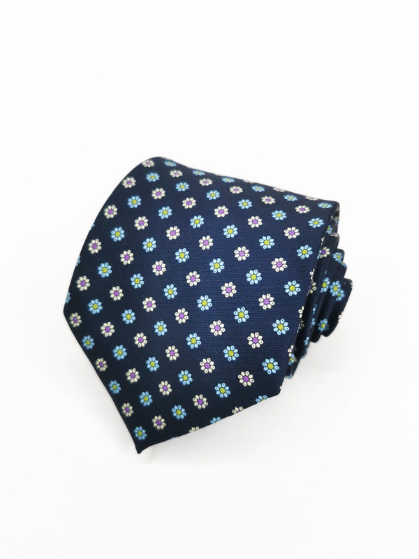 2x1 - Corbata azul marino con pequeñas flores - DiversoMen