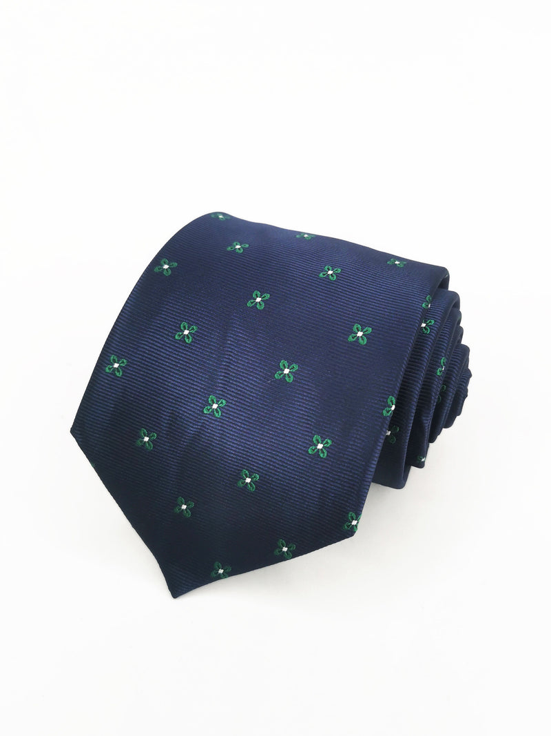 2x1 - Corbata azul marino con flores verdes - DiversoMen