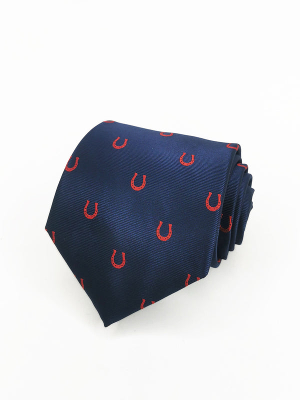 2x1 - Corbata azul marino con herraduras rojas - DiversoMen