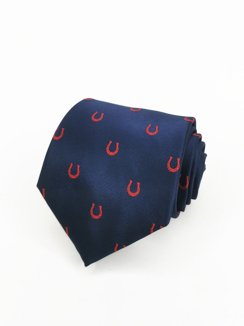 2x1 - Corbata azul marino con herraduras rojas - DiversoMen