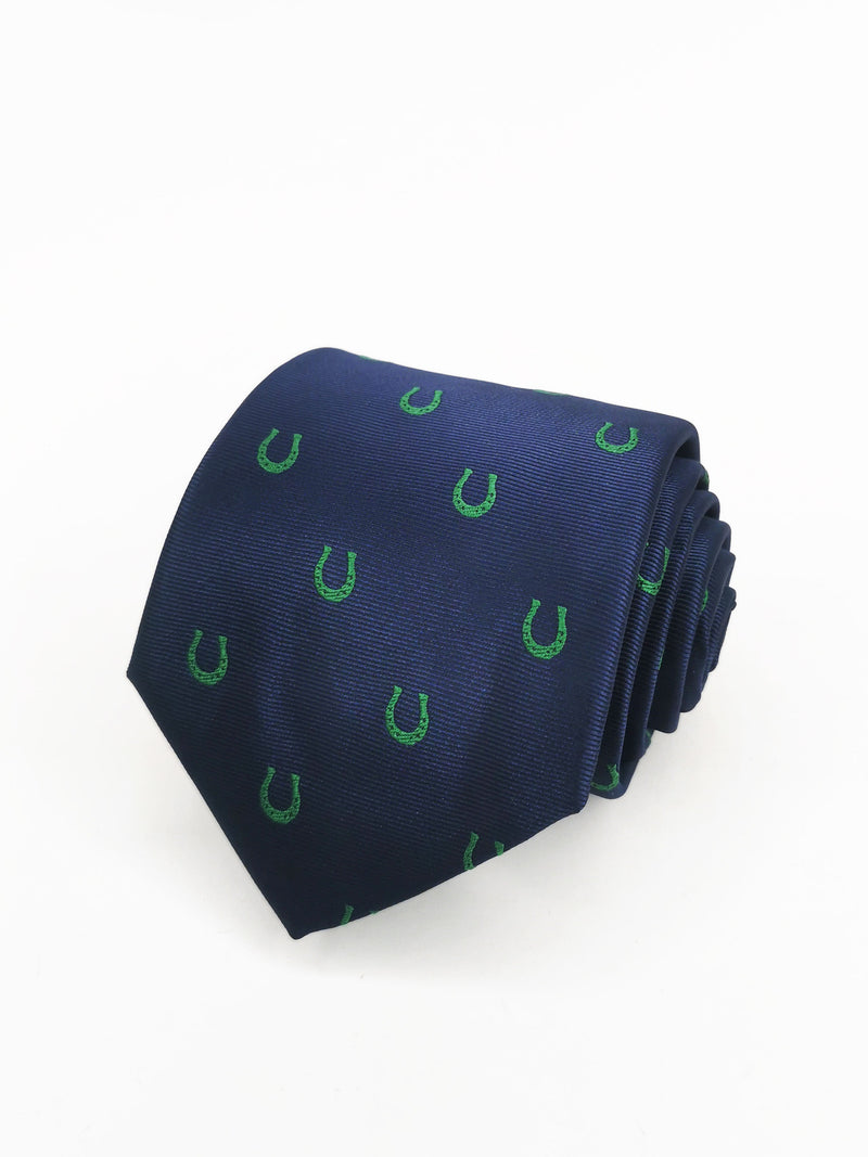 2x1 - Corbata azul marino con herraduras verdes - DiversoMen