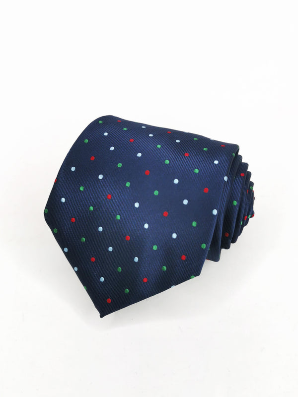 Cravate bleu marine à pois colorés - DiversoMen