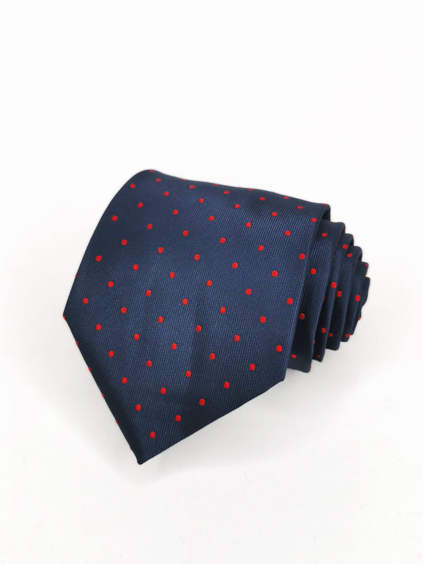 Cravate bleu marine à pois rouges - DiversoMen