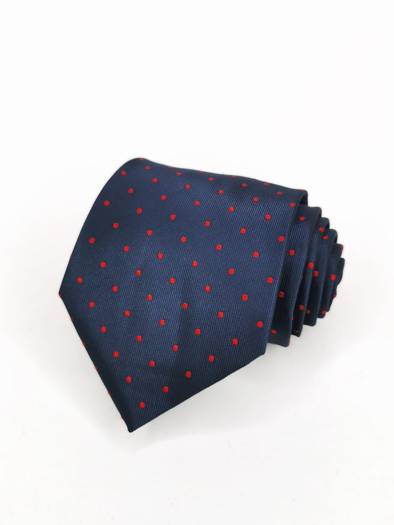 Cravate bleu marine à pois rouges - DiversoMen