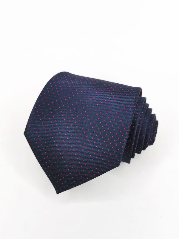 Cravate bleu marine à petits pois rouges - DiversoMen