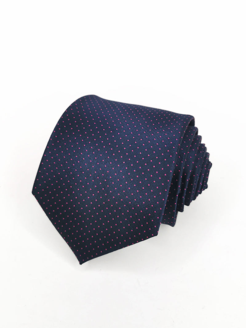 2x1 - Corbata azul marino de lunares fucsia pequeños - DiversoMen