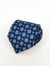 2x1 - Corbata azul marino con medallones y flores celestes - DiversoMen