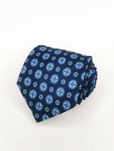 2x1 - Corbata azul marino con medallones y flores celestes - DiversoMen