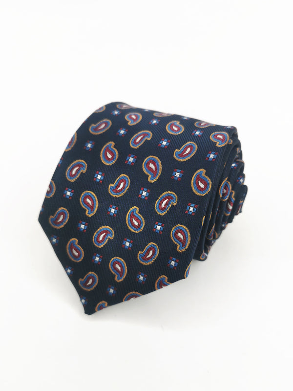 Cravate bleu marine à imprimé cachemire - DiversoMen