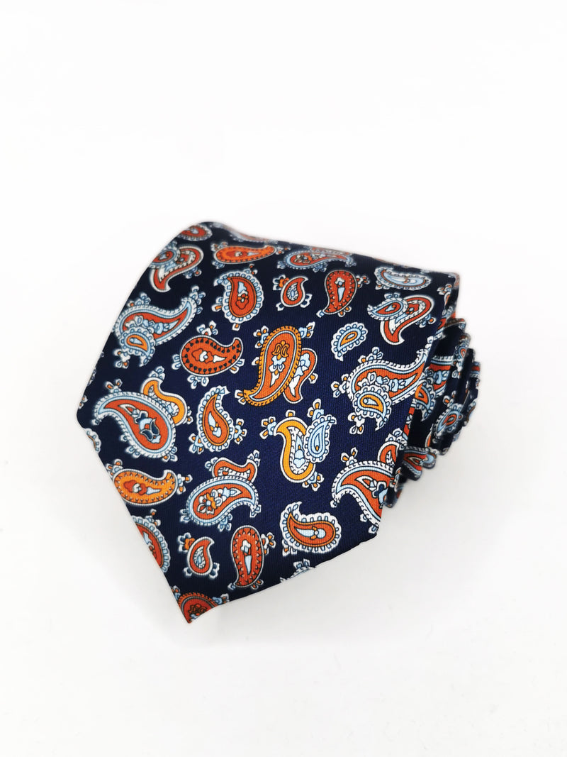 2x1 - Corbata azul marino paisley cobre - DiversoMen