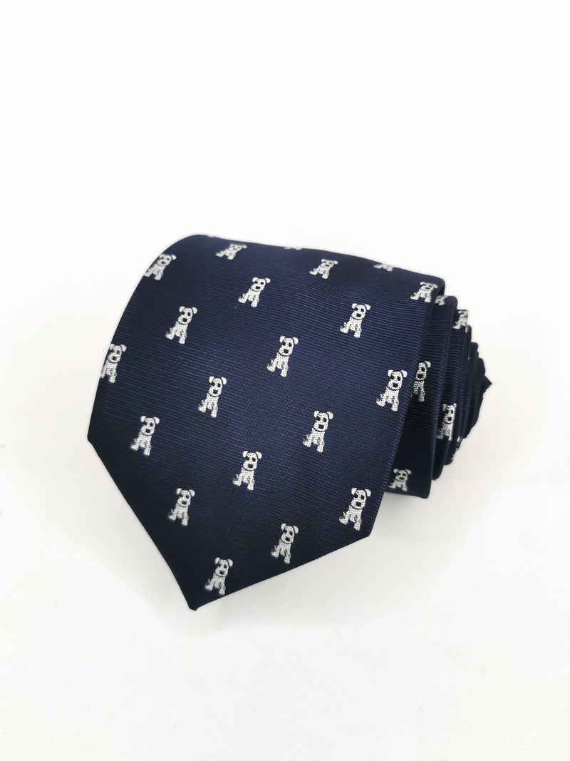2x1 - Corbata azul marino con perros blancos - DiversoMen