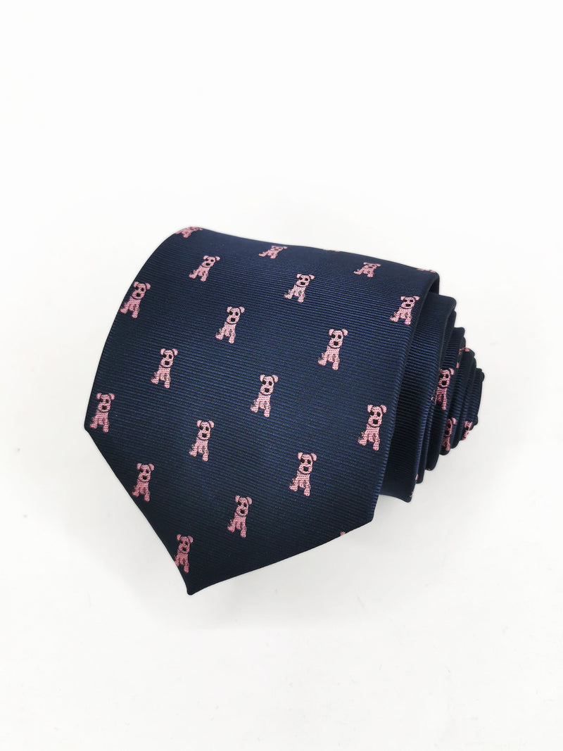 2x1 - Corbata azul marino con perros rosas - DiversoMen