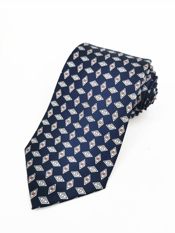 2x1 - Corbata azul marino con rombos beige - DiversoMen