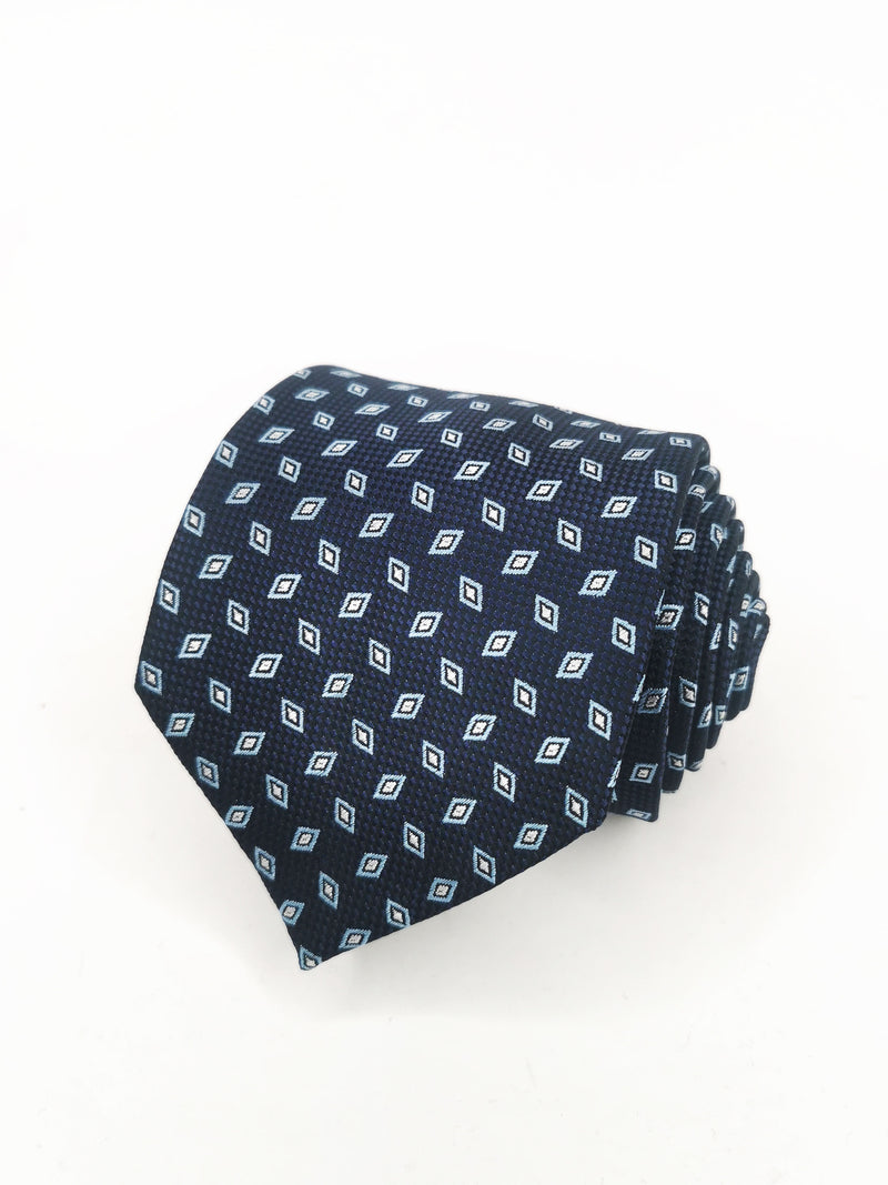 Cravate bleu marine à losanges bleu clair - DiversoMen