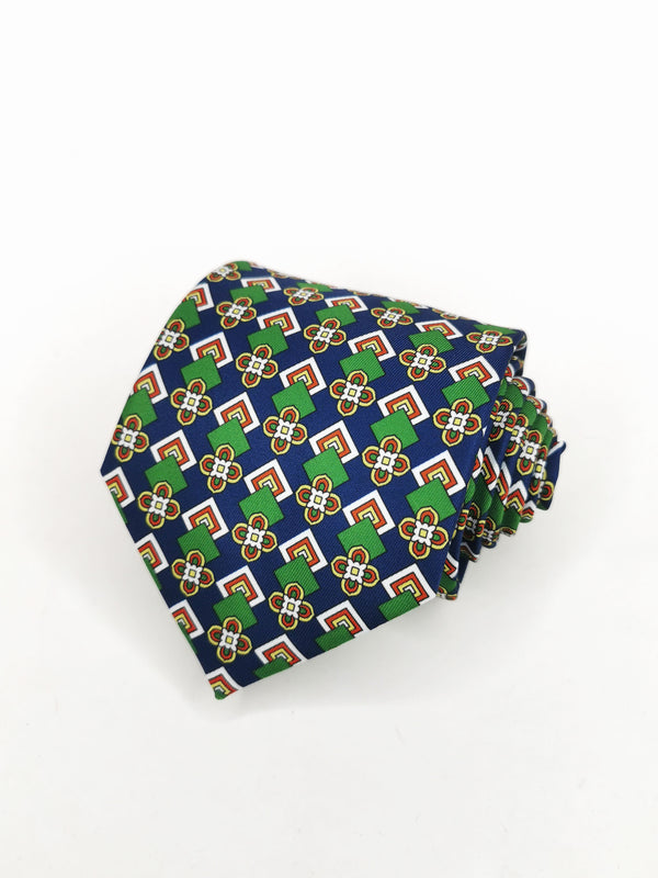 2x1 - Corbata azul oscuro con figuras verdes - DiversoMen