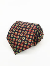 Cravate bleu marine à médaillons rouges et verts - DiversoMen