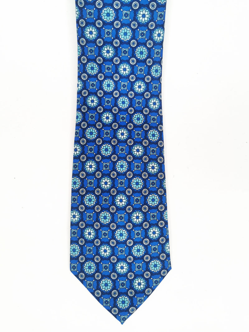 2x1 - Corbata azul oscuro con figuras azul y celestes - DiversoMen
