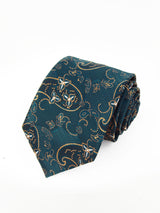Cravate bleu-vert à motif cachemire doré - DiversoMen