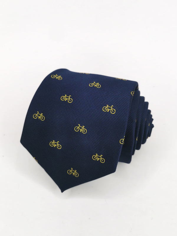 2x1 - Corbata azul marino con bicicletas pequeñas amarillas - DiversoMen