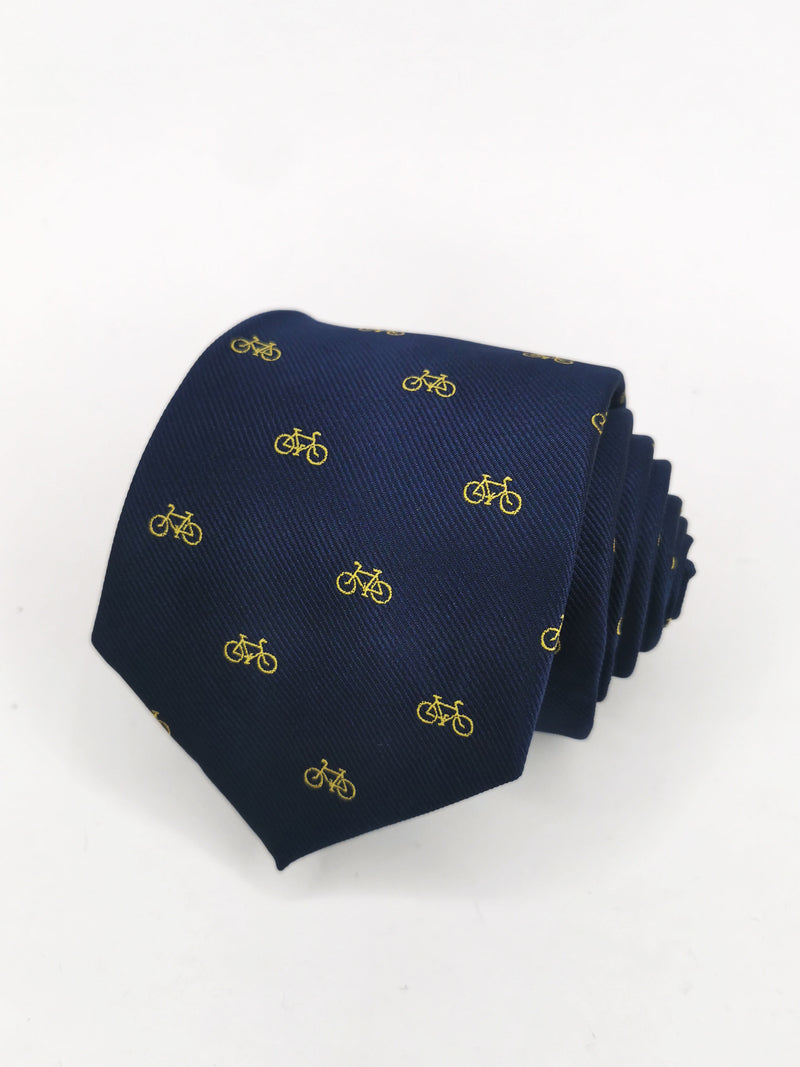 2x1 - Corbata azul marino con bicicletas pequeñas amarillas - DiversoMen