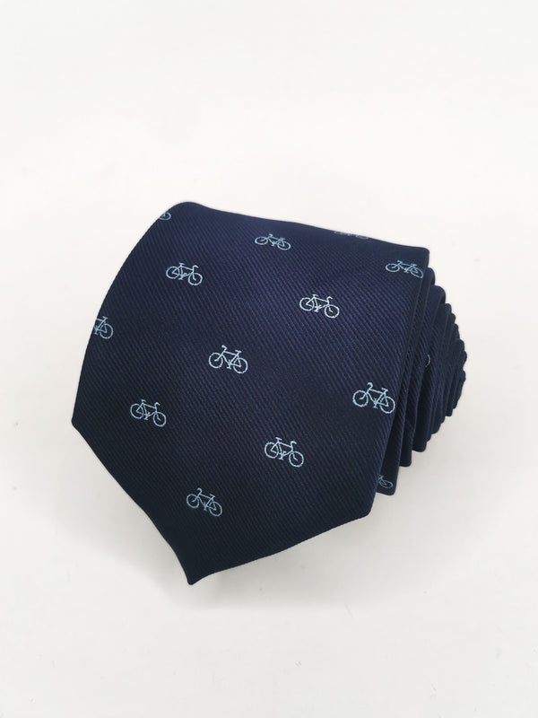 2x1 - Corbata azul marino con bicicletas pequeñas celestes - DiversoMen