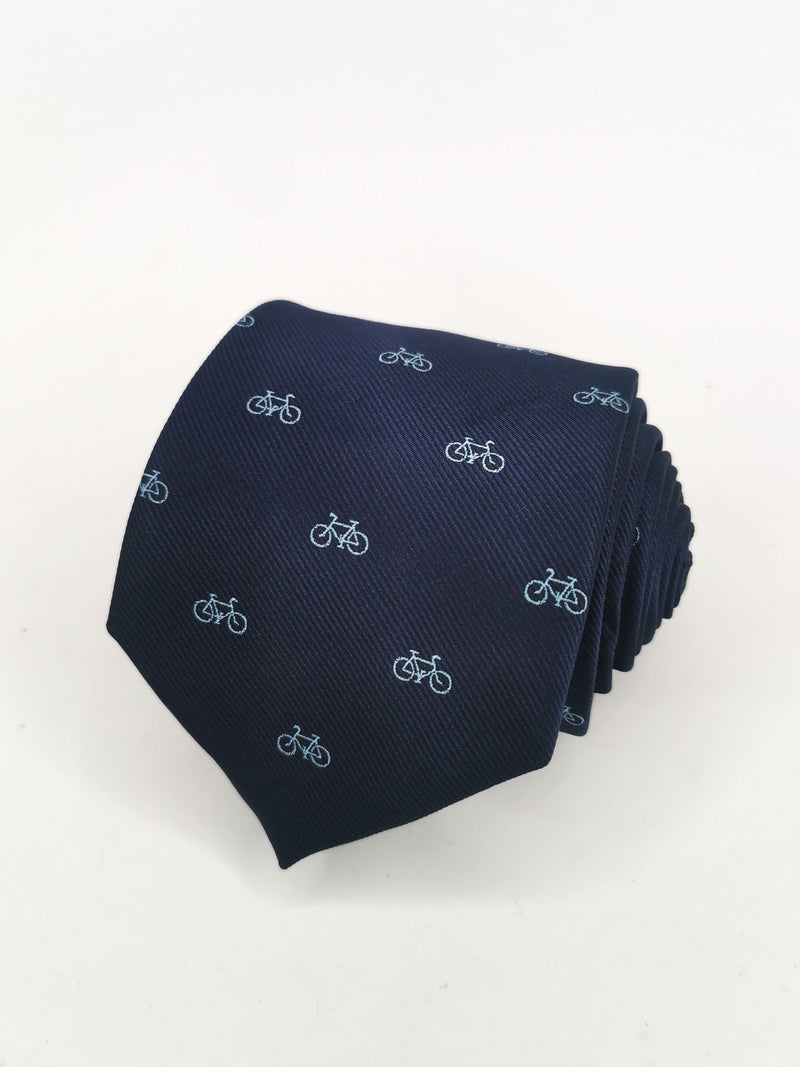 2x1 - Corbata azul marino con bicicletas pequeñas celestes - DiversoMen
