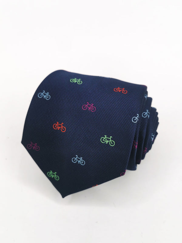 2x1 - Corbata azul marino con bicicletas pequeñas de colores - DiversoMen