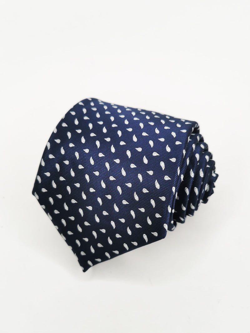 2x1 - Corbata azul marino con pequeñas gotas blancas - DiversoMen