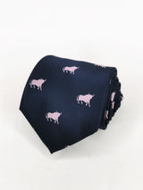 2x1 - Corbata azul marino con toros rosas - DiversoMen