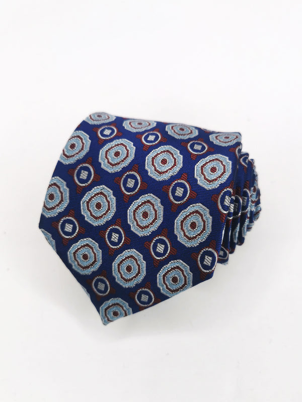 Cravate bleu foncé à rosaces blanches et bordeaux - DiversoMen