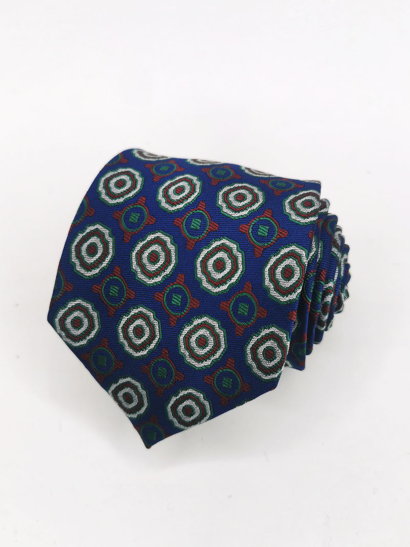2x1 - Corbata azul oscuro con rosetas verdes y burdeos - DiversoMen