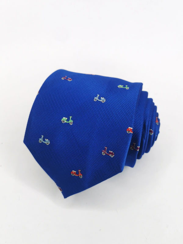 2x1 - Corbata azul con motos vespas pequeñas multicolor - DiversoMen
