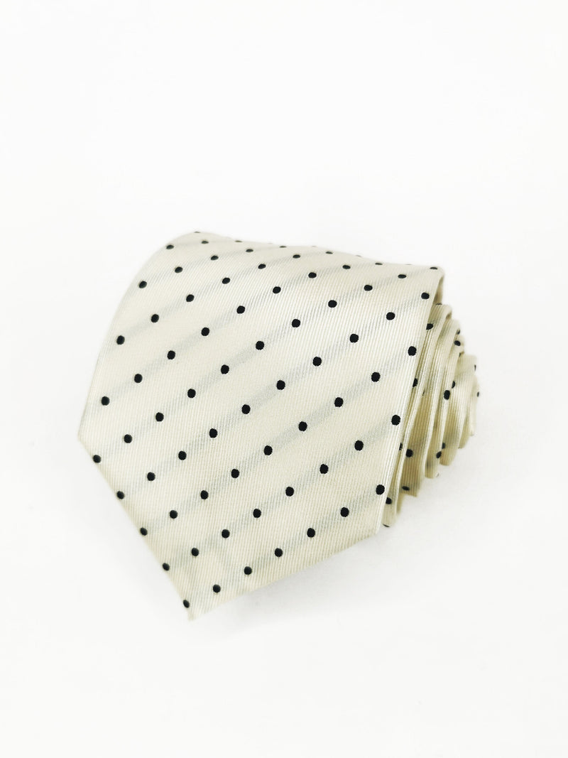 2x1 - Corbata beige de lunares negros medianos - DiversoMen