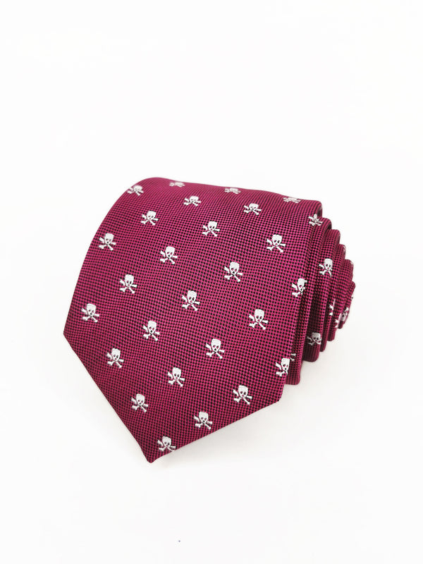 2x1 - Corbata buganvilla con calaveras piratas blancas - DiversoMen
