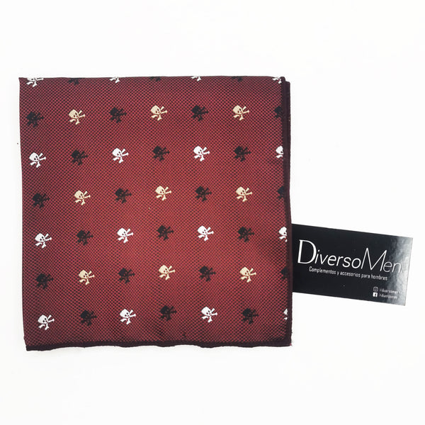 2x1 - Pañuelo burdeos con calaveras piratas negras y beige - DiversoMen
