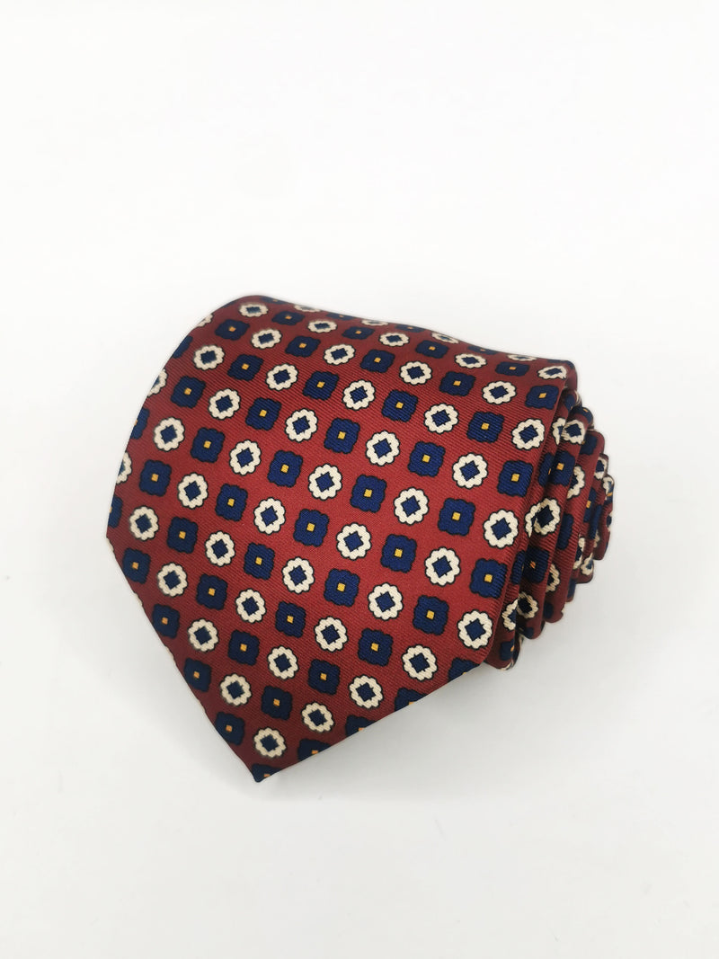 2x1 - Corbata burdeos flores beige y azul marino - DiversoMen