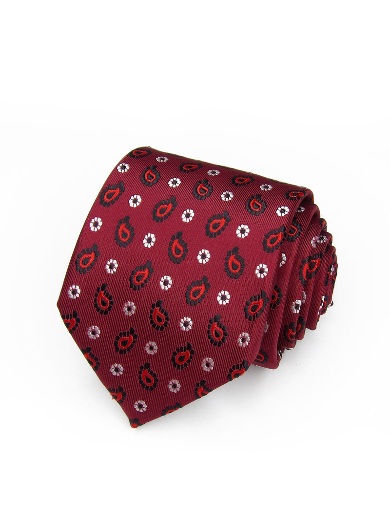2x1 - Corbata burdeos paisley negro y rojo - DiversoMen