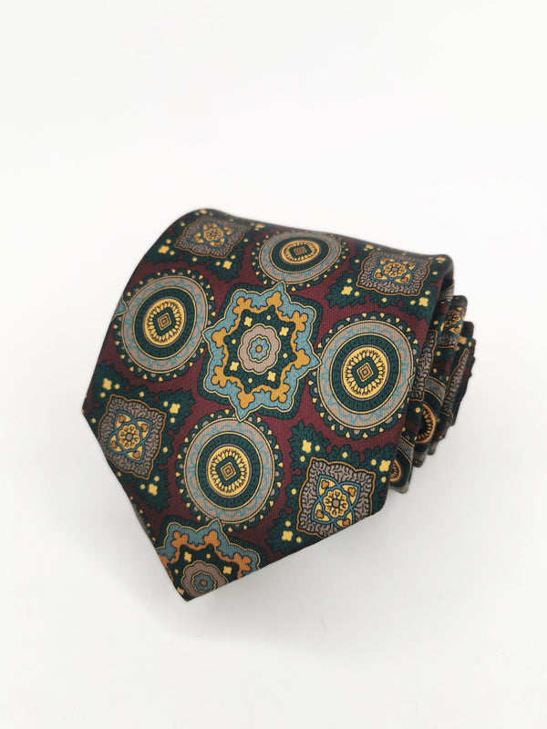 2x1 - Corbata burdeos con mosaicos vintage - DiversoMen