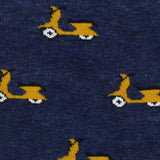 Calcetines azules oscuros con vespas mostaza - DiversoMen