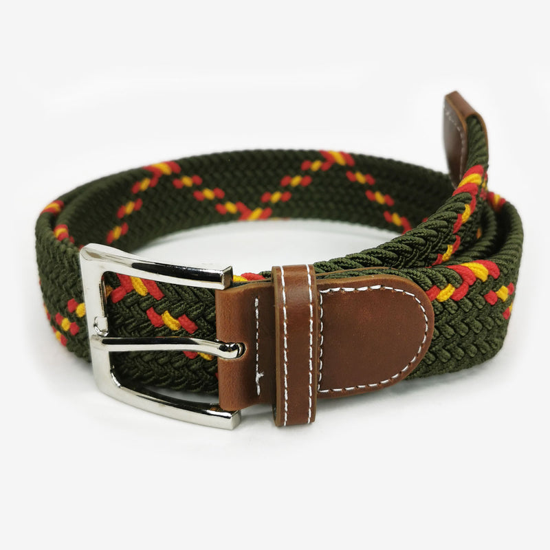 2x1 - Cinturón trenzado elástico verde oscuro bandera - DiversoMen