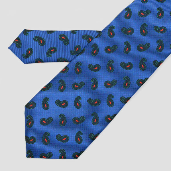 Corbata azul con cachemir rojo y verde - DiversoMen