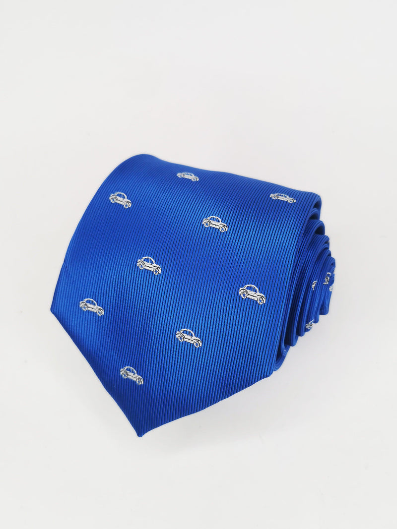 Corbata azul con coches blancos - DiversoMen