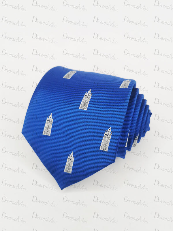 Corbata azul con Giralda blanca Corbatas